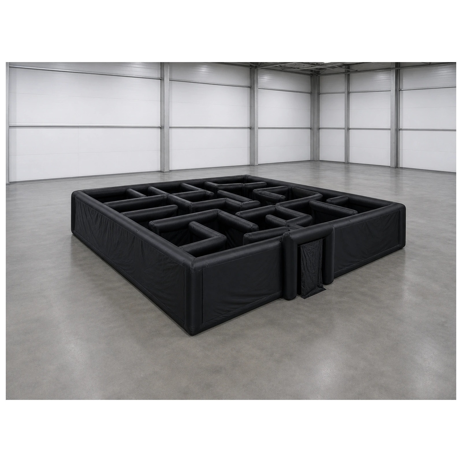 Party Games Kids - Groot effen zwart opblaasbaar doolhof 12x12m