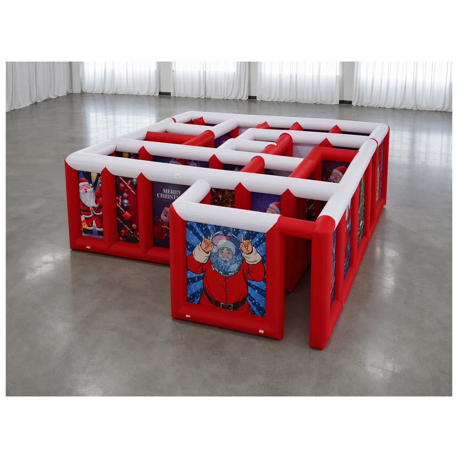 Party Games Kids - Grote rood-witte opblaasbare doolhof met plat